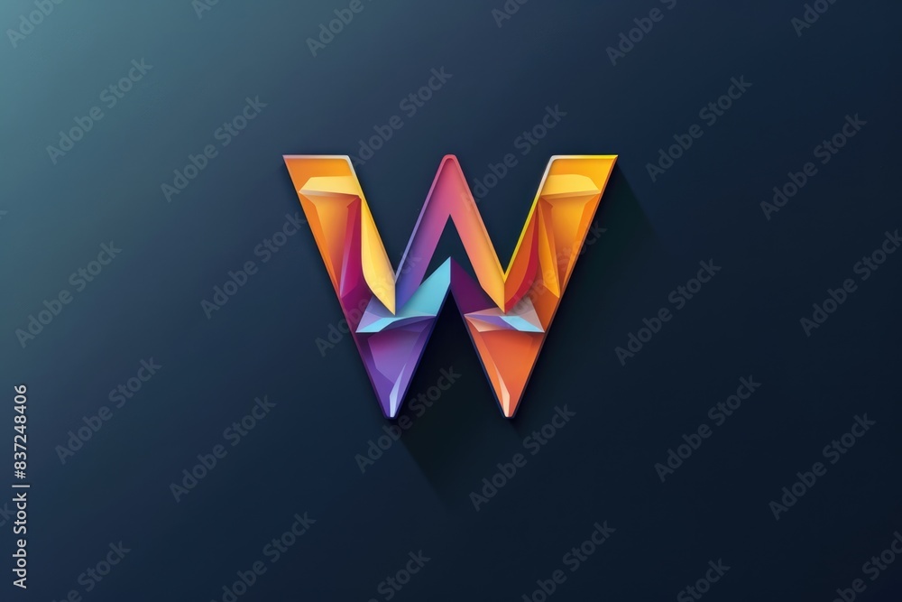 Aufkleber A vibrant letter W set against a dark background, ideal for use in design projects where contrast is key