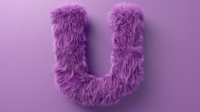 A purple fuzzy letter U on a purple background, perfect for designs and graphics