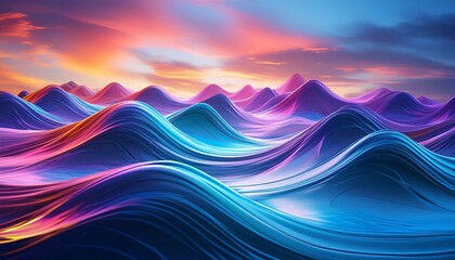 an abstract scene of water waves in multiple colors, evoking a sense of movement and energy