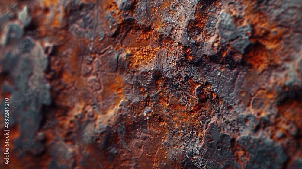 Poster a close-up view of a rusty metal surface with texture and imperfections