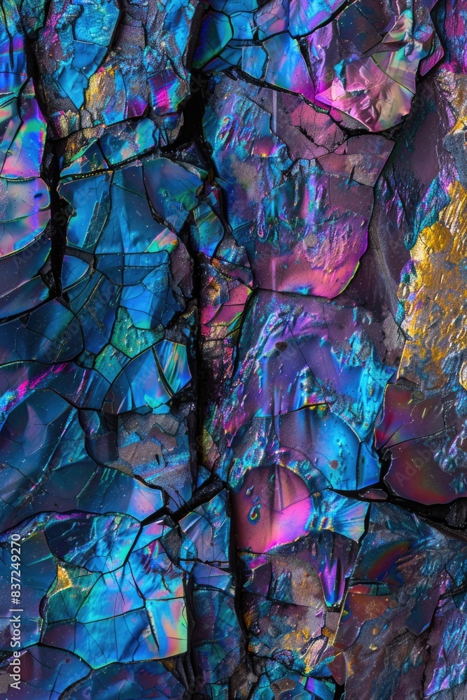 Poster a close-up shot of a rock with vibrant colors and unique patterns