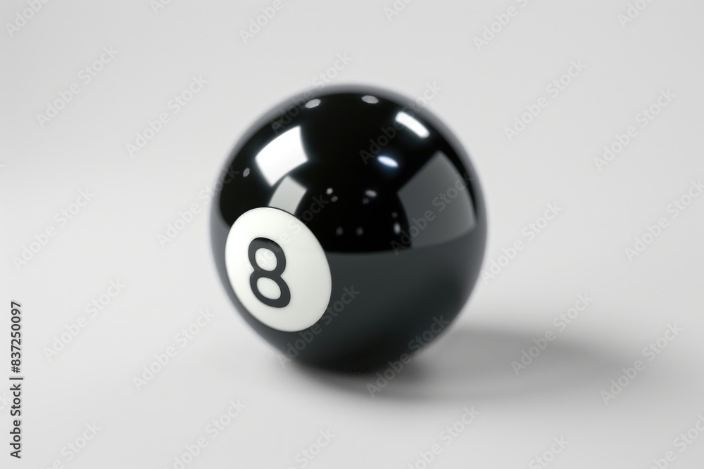 Poster a close-up of a pool ball with the number 8 displayed prominently