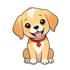 Cute Childish Kawaii Labrador Dog Character Sticker with Big Smile and Warm Golden Fur, Tongue...