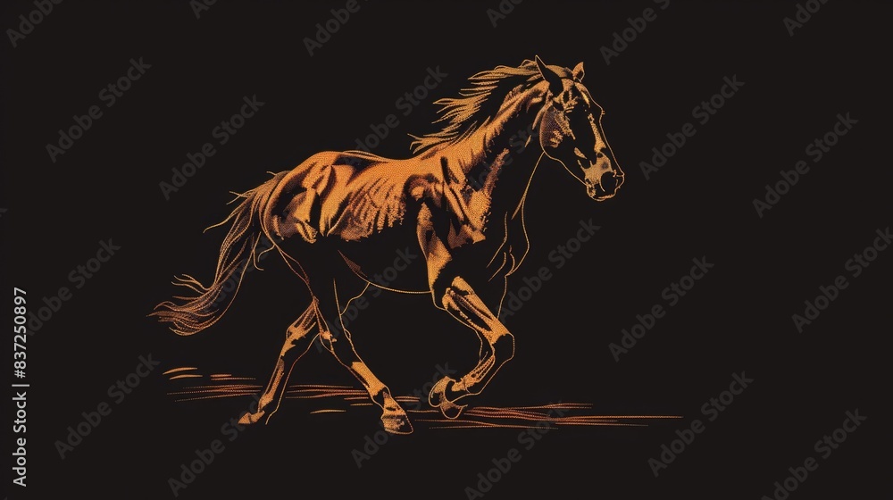 Poster A horse is galloping on a dark background, great for use in designs, presentations, or as a powerful symbol