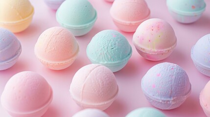 Obraz premium many bath bombs in pastel colors background