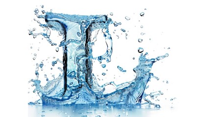 Water splashes forming the shape of the letter J