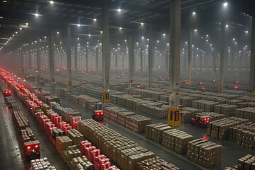 Busy Warehouse Filled With Boxes