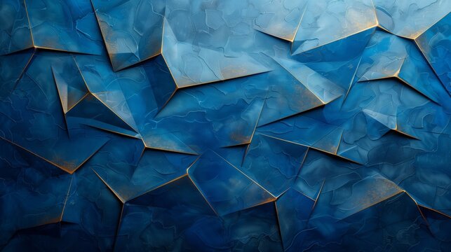 Abstract blue background with triangular patterns and texture.