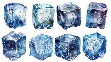 Obraz premium nine ice cubes isolated on white background