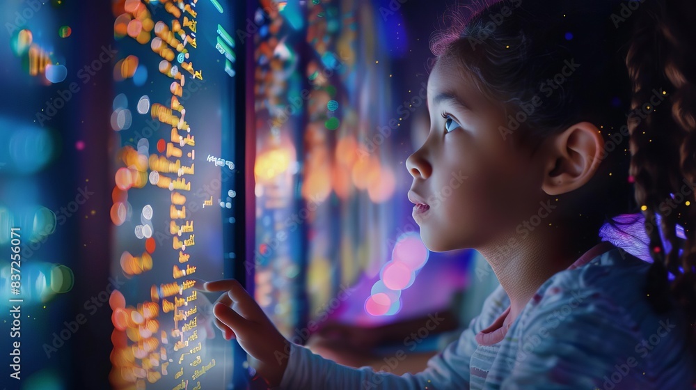 Poster children immersed in coding activities vibrant syntax on screens illuminated by soft morning light