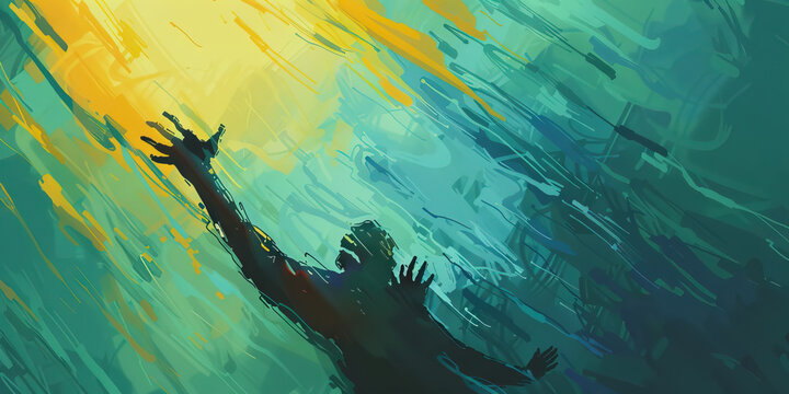 Into the Abyss: A figure plummets, their outstretched hands reaching for something, anything, to break the fall, to ease the impact, but it never comes.