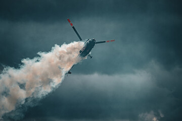 military helicopter in action