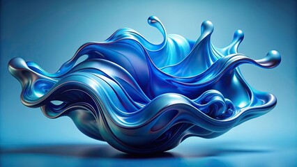 Abstract blue fluid shape with organic form ,  render, abstract, blue, fluid, shape, organic, dynamic, movement, smooth, texture, futuristic, design, concept, art, contemporary