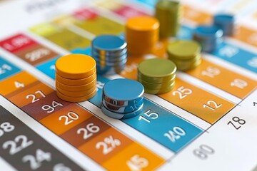Board Game With Stacks of Coins