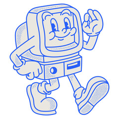 Old Computer Character Illustration