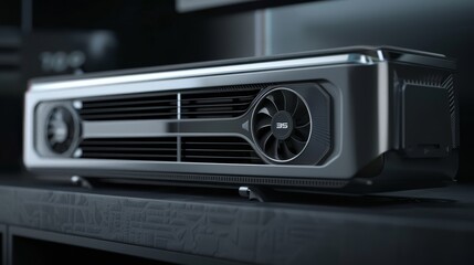 Fototapeta premium Modern air conditioner design vents flat design top view, futuristic theme, 3D render monochromatic color scheme, close up eco-friendly theme overlay abstract background