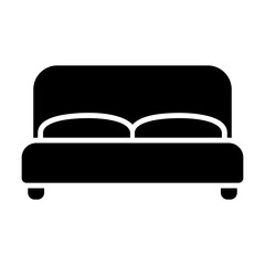 Big bed vector icon. Furniture sign