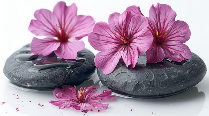 Natural flower and stone in garden isolated on white background. ai generated