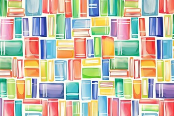 Seamless pattern illustration of vibrant and colorful books in high-quality resolution