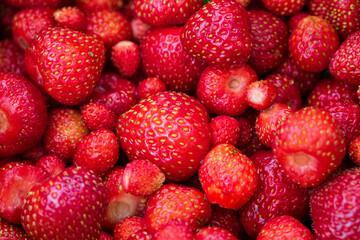 Fresh red strawberries from above