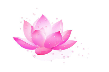 Pink lotus flower with water droplets and sparkling background,  symbolizing purity, peace, and enlightenment.