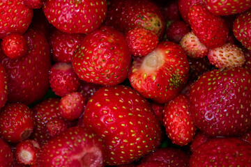 Fresh red strawberries from above