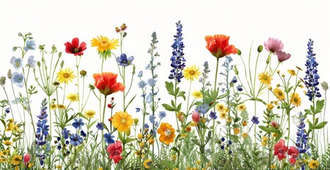 Vibrant Wildflowers Blooming in Summer Sunlight