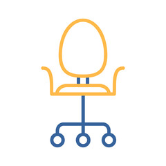 Adjustable rolling chair vector icon. Office chair