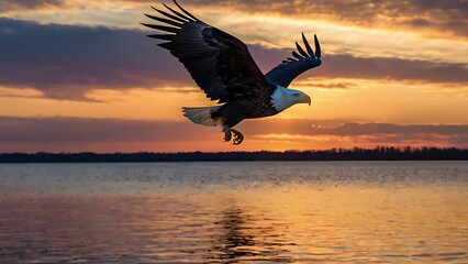 eagle in the sunset