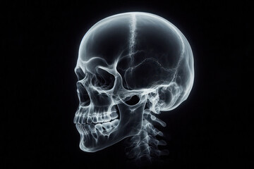 X-ray image human skull isolated background