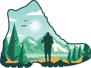 Naklejka premium illustration of a mountain inside a shoe