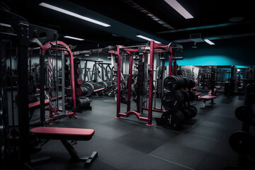A dynamic and tranquil  gym weight and equipment