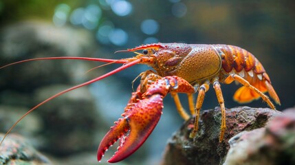 Vibrant Lobster on Rock in Natural Habitat