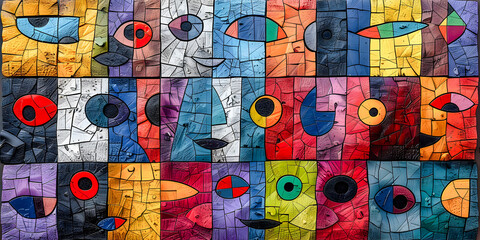 Obraz premium Abstract Contemporary Art A Vibrant and Dynamic Composition Featuring Bold Geometric Shapes and Rich Colors, Perfectly Capturing Modern Artistic Expression and Creativity for an Eye-Catching Visual