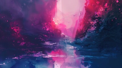Surreal Abstract Landscape with Reflective Water