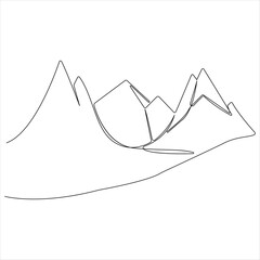 Continuous single line drawing mountain range landscape top view of mounts in simple outline style illustration