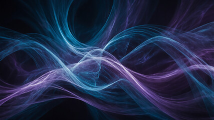 Blue Energy Wave Light Trails on Black Background - Dynamic Abstract Design