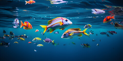Aquarium with orange and blue fish, Aquarium with orange and blue fish

