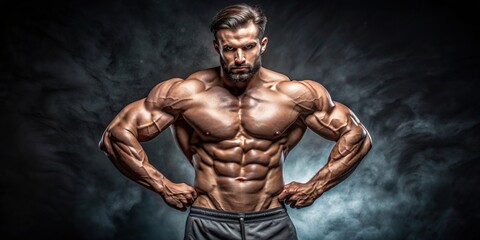 Muscular body builder man posing