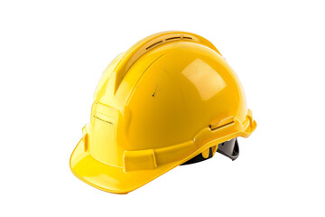 Yellow protective helmet isolated on transparent background