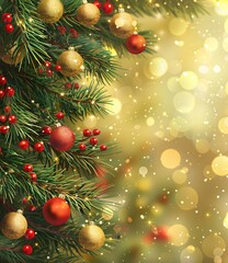 Christmas tree with red and gold ornaments