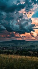 Stunning Sunset Over Picturesque Mountain Landscape