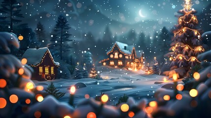 Fototapeta premium Christmas Eve Snowy Night