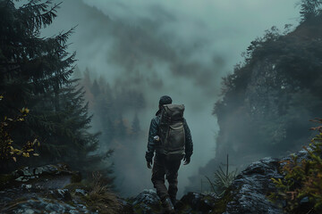 Humans exploring the wilderness, blending seamlessly with the natural surroundings and embracing the untamed beauty of the wild.