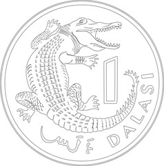 1 dalasi coin Gambia currency vector design handmade line art
