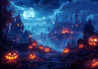 Obraz premium Halloween Pumpkin Town