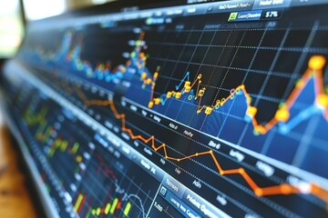Obraz premium Computer Screen Showing Multiple Graphs