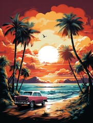 1980s Cyber Beach Futurism Design