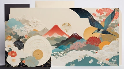 Transform your project into a work of art with an interesting and detailed Japanese paper collage card.