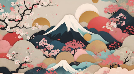 Create a stunning Japanese paper collage background with a modern twist, perfect for a cover page or template.